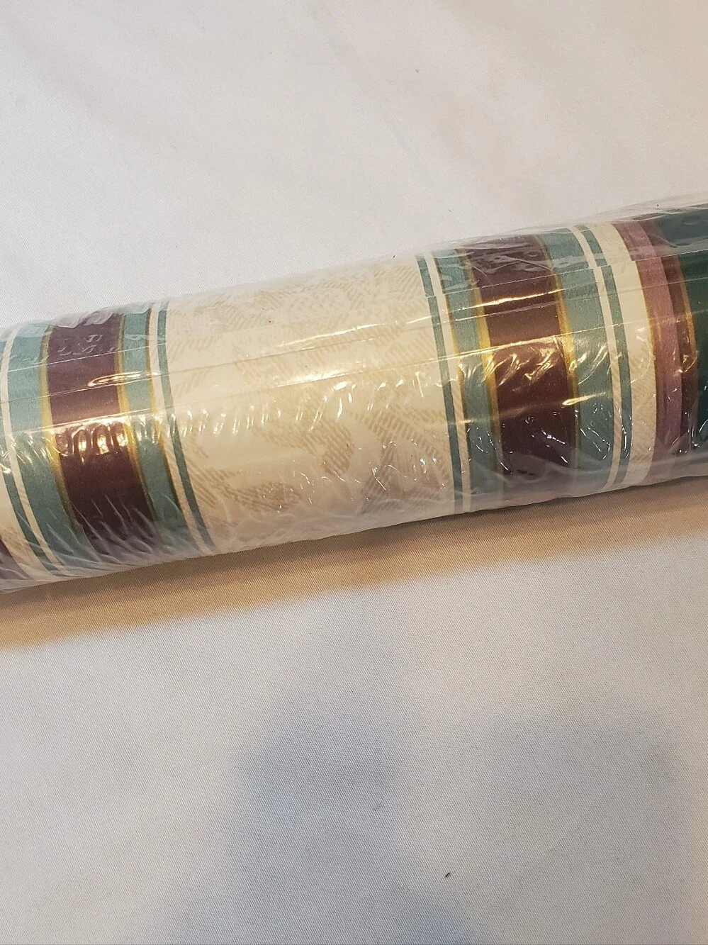 Shelbourne Vtg Striped Green Cream Wallpaper Double Roll 56.37 Sq Ft, Lot Of 3